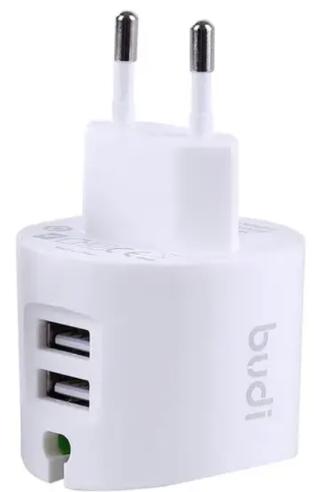 شارژر دیواری 12 وات بودی مدل Budi AC322EW با خروجی USB به همراه کابل USB به لایتنینگ با گارانتی ۱۸ ماهه شرکتی (۶ ماه تعویض)